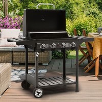 Royal Gourmet 4 Brenner Gas Grillwagen, 12 Kw Bbq-Gasgrill Mit Seitenablagen
