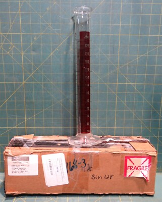 KIMAX 250mL Glass Graduated Cylinder w/ Bumper Guard, 13'' Tall, 1.42'' ID
