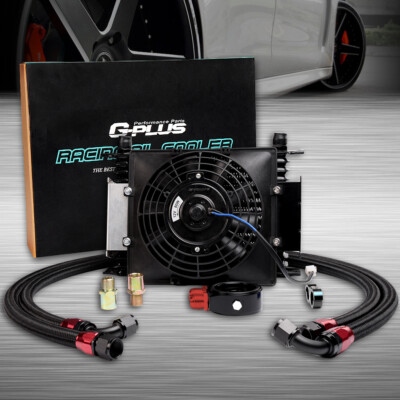 15 Row Fit For Universal Engine Transmission Cooling Oil Cooler+7'' Electric Fan