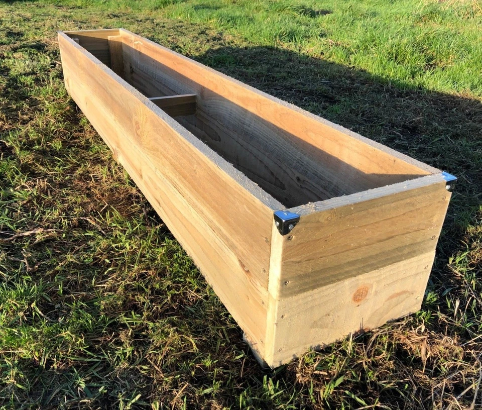 wooden garden planter 2ft to 6ft Rustic LARGE JUMBO Long Timber Flower Trough - Image 2 of 4
