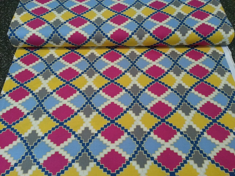 27" Kaleidoscope by Design Loft for FreeSpirit Argyle Yellow Fuchsia Blue Gray - Image 3 of 3