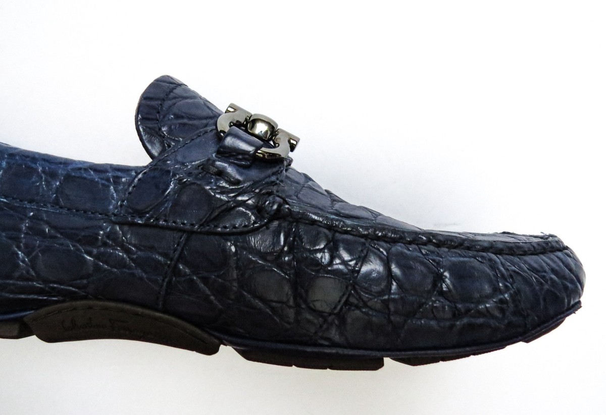 Salvatore Ferragamo 革靴　8.5 D SALVATORE FERRAGAMO Blue Crocodile Leather Shoes Size 8.5 US