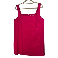 Antonio Melani Elia Fuchsia Pink Linen Blend Square Neck Shift Dress Large NWT