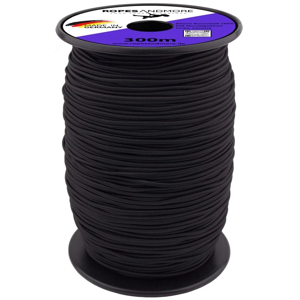 ROPES AND MORE Expanderseil Gummiseil 3mm Gummikordel Seil für Bekleidung Gummi Schnur 50-300m