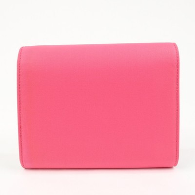 PRADA Triangle Logo Tessuto Nylon Mini Compact Wallet Neon Pink