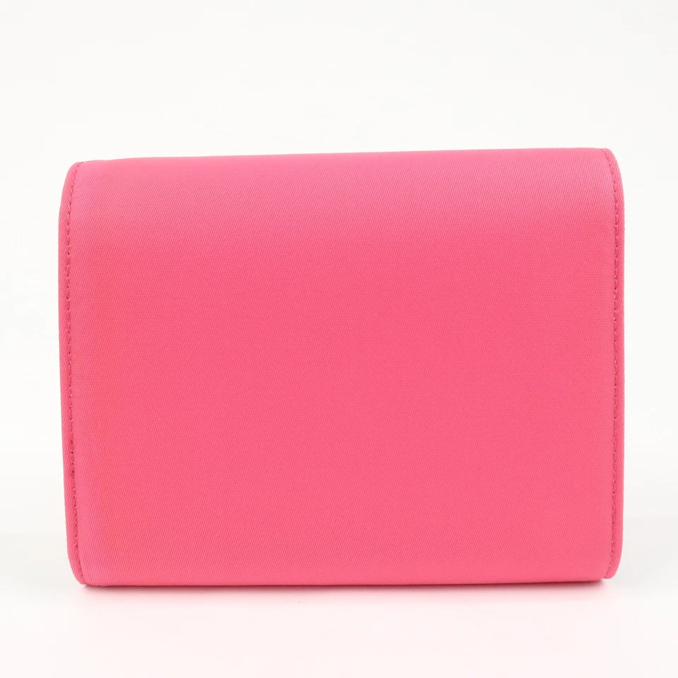 Mini Cartera Compacta Prada Triángulo Logo Tessuto Nylon Rosa Neón Auténtica Usada Envío Gratis Foto 2 de 4
