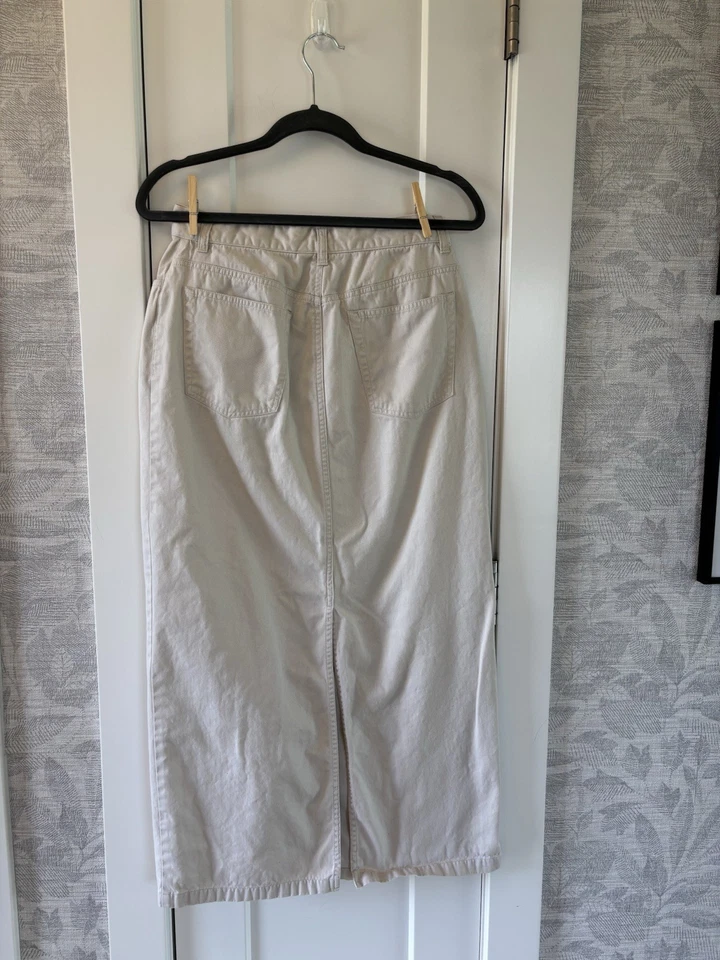 Maxi falda informal de algodón beige caqui de los 90 Jone’s Jeans para mujer talla 6 defecto de hada Foto 4 de 4