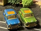 VINTAGE CORGI TOYS BMC MINI COOPER WITH SUNROOF X 2 BLUE & GREEN