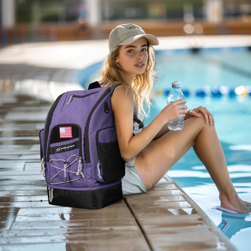 Schwimmrucksack, 35L Badetasche mit separatem Schuhfach, Schwimmausrüstungstasche... - Bild 8 von 8