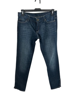 Kiabi Woman Dark Blue Denim Side Zippers Straight-Leg Jeans Modern Edgy