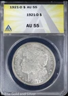 1921-D $1 Morgan Silver Dollar ANACS AU 55