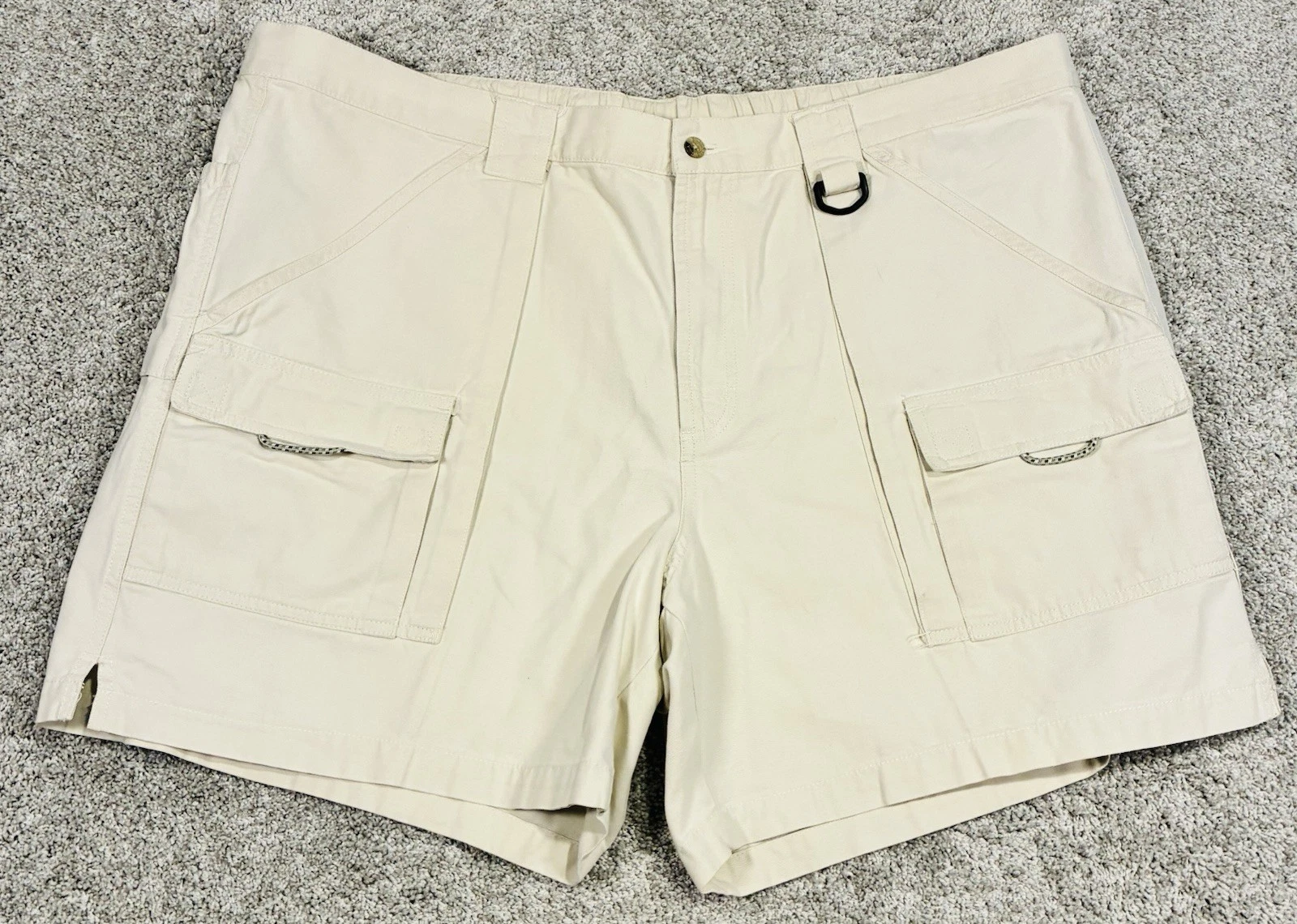 Columbia PFG Cargo Shorts Men's XXL Ivory Utility Pockets Canvas Cotton Fish