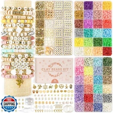 Dowsabel Clay Beads 3 Boxes Bracelet Making Kit, 10800pcs Beads f