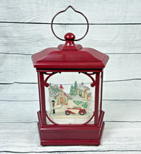 Holiday Time Light Up Lantern Snow Globe Christmas Holiday Scene Trees Car House