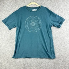 C C California Top Womens L Blue Sunwashed Relaxed Astrology Tee Shirt Cuffed