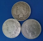 (3) 90% Silver Peace Dollars: 1922, 1923, & 1925 - Circulated
