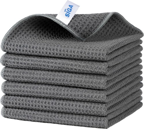 Waffle pattern cleaning cloth, reusable absorbent microfiber cleaning cloth