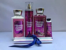 Bath & Body Works TWISTED PEPPER MINT 4 pc SET Mist,Body Lotion,Shower Gel Cream