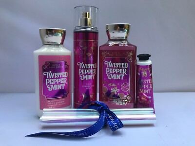 Bath Body Works TWISTED PEPPER MINT pc SET Mist,Body Lotion,Shower Gel  Cream
