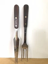 Vintage WARCO Japan Carving Set 2 pc Fork Knife Sharp DuoEdge Serrated Stainless