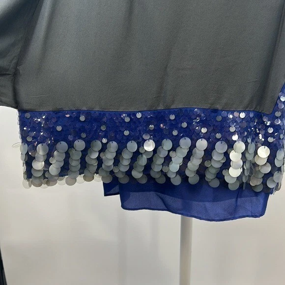 Платье женское Poleci 0 серое синее шелковое авангардное с блестками асимметричное - Изображение 2 из 4