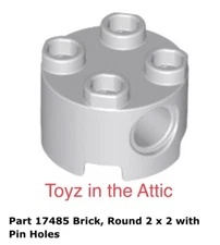 Lego 1x 17485 Light Bluish Gray Brick, Round 2 x 2 with Pin Holes 10497