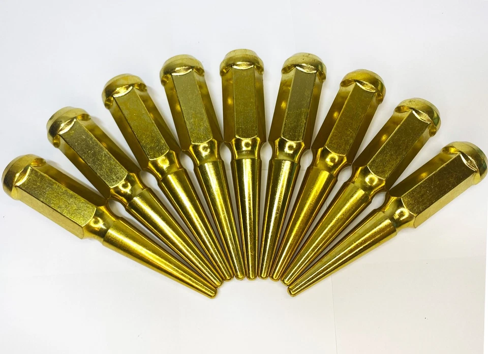 适合 GMC Canyon Envoy XL/XUV 4.5 英寸 SPIKE LUG NUTS 锥形座椅 12x1.5 金色 24 件 — 第 3/4 张图片