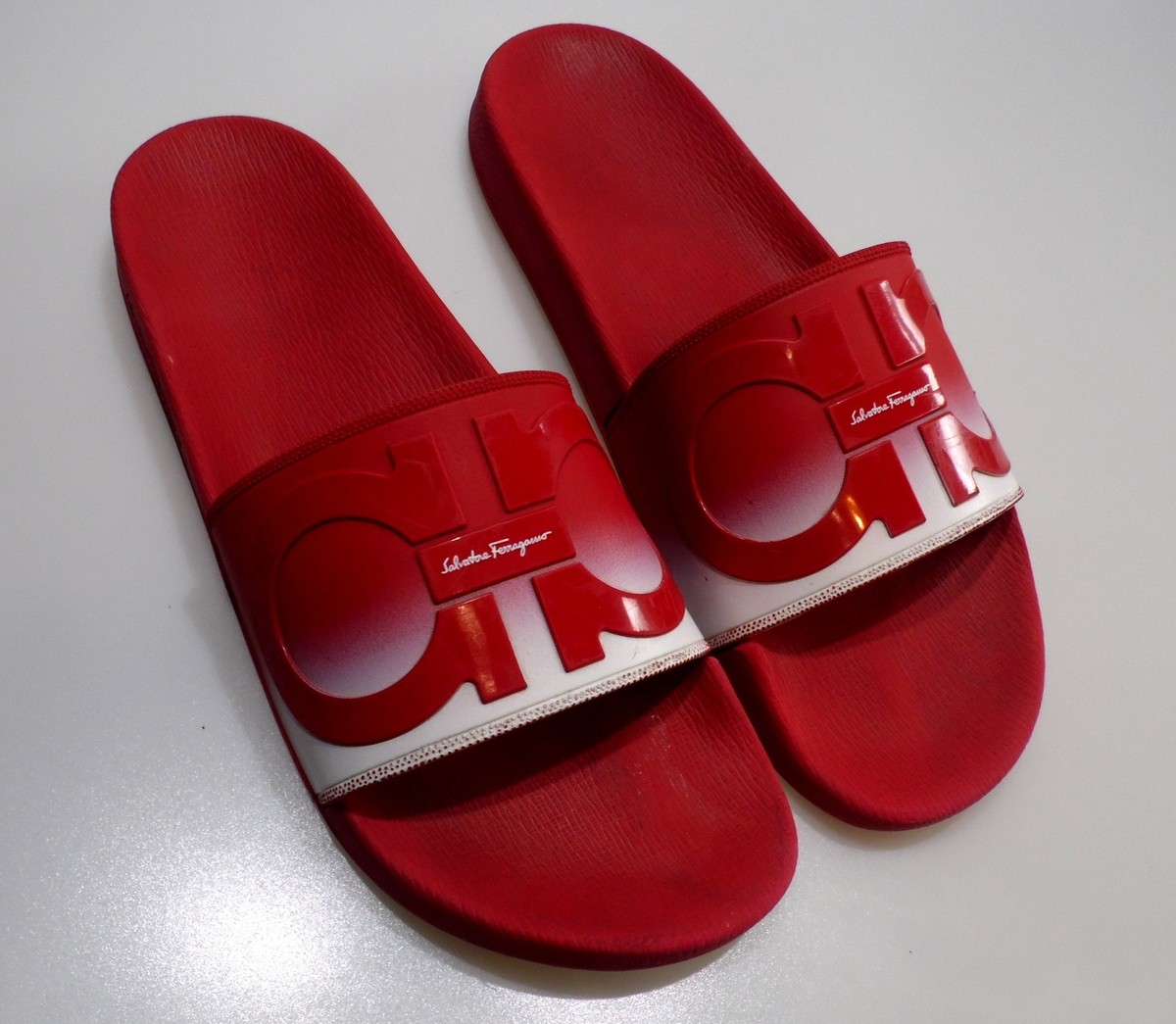 Salvatore Ferragamo Men\'s Groove Red Rubber Sandal (6 M) NIB Salvatore Ferragamo Groove Men main image 3