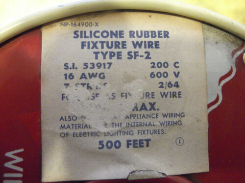 VINTAGE GENERAL ELECTRIC SILICONE RUBBER FIXTURE WIRE SF2-16-7 FREE SHIPPING - Picture 1 of 7