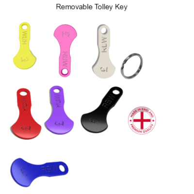 Trolley Coin Keyring Removable Supermarket £1 Pound Shopping Cart Token Holder - Foto 11