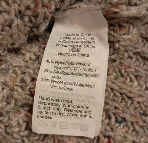 Madewell Size M Color Fleck Sweater Ribbed Turtle Neck Oatmeal Silk Wool Nylon - Picture 9 of 11