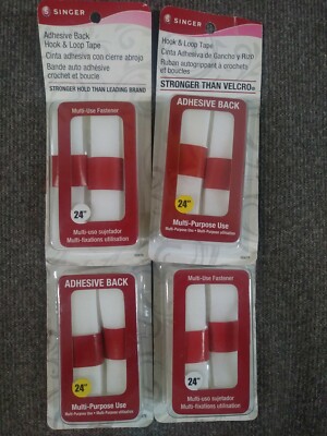 Singer Hook and Loop Adhesive Tape, 3/4 x 24'', White 4 Packs