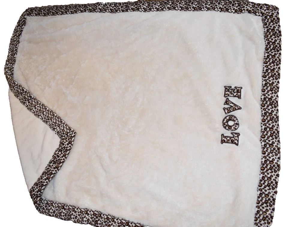 K5 !WOW! Vintage BABIES R US LOVE Leopard Plush Minky Crib Baby Blanket - Изображение 3 из 4