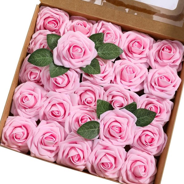 Strauß Rosa Rosen, Set Mit 25 Dekorativen Kunstblumen-Rosen-image