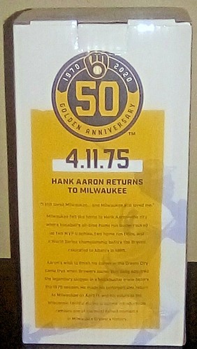 2021 Hank Aaron bobblehead MILWAUKEE BREWERS 50th Anniversary Stadium Giveaway - Picture 2 of 6