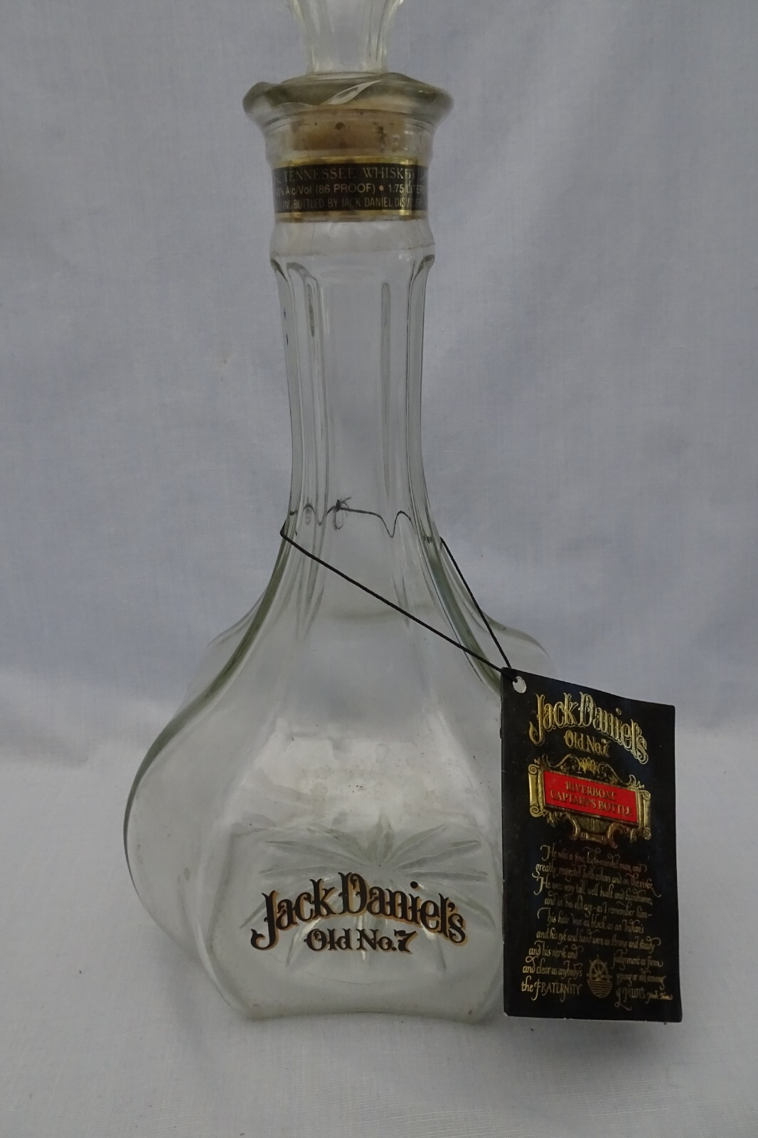 Jack Daniels Old No 7 Riverboat Captains Bottle Whiskey Decanter w/Tag VINTAGE Inox Wind