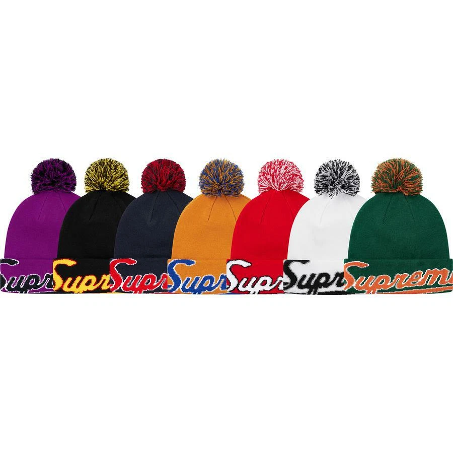 Bonnet de manchette script Supreme New Era noir marine F/W 19