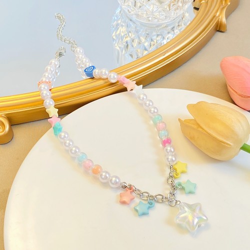 925 Placcato Argento Carino Stella Cuore Donna Cristallo Collana Regalo - Foto 3 di 3