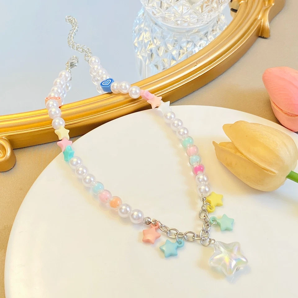 925 Placcato Argento Carino Stella Cuore Donna Cristallo Collana Regalo - Immagine 3 di 3