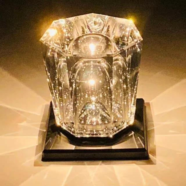Ambientec Xtal Crystal XTL-01SLV Cordless Table Lamp Solid Glass Light