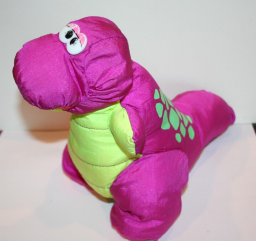 Vintage 1992 Fisher Price Barney the Purple Dinosaur Puffalump Toy Plush Squeaks - 第 1/3 張圖片