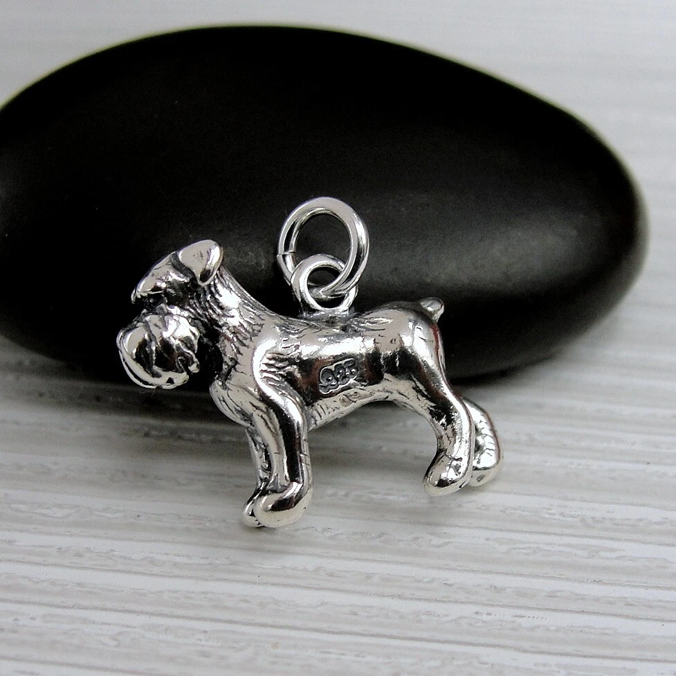 925 Sterling Silver Miniature Schnauzer Charm Schnauzer Dog