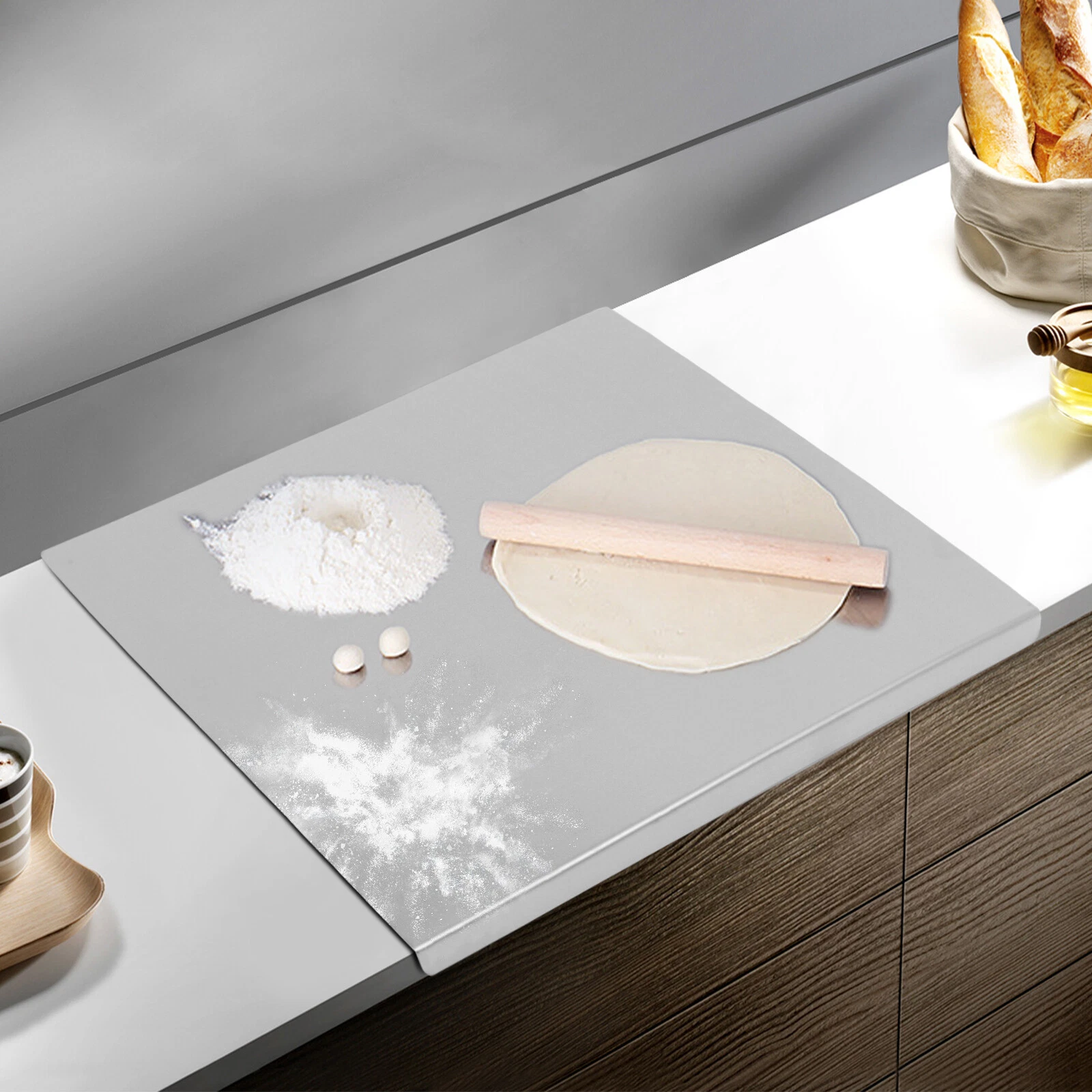 24X20in Stainless Steel Chopping Cutting Board Counter w/ Front Overhang TOP
Opens in a new window o