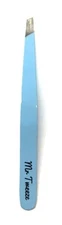 Mr Tweeze Stainless Steel Slant Tweezer, Blue, Compares to TweezerGuru