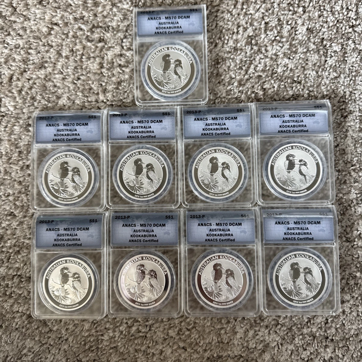25+ Australian Kookaburra Grade MS 70 ANACS Certified Silver