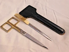 COLES of NEW YORK - German Desk Set, Scissors & Letter Opener in Leather Case