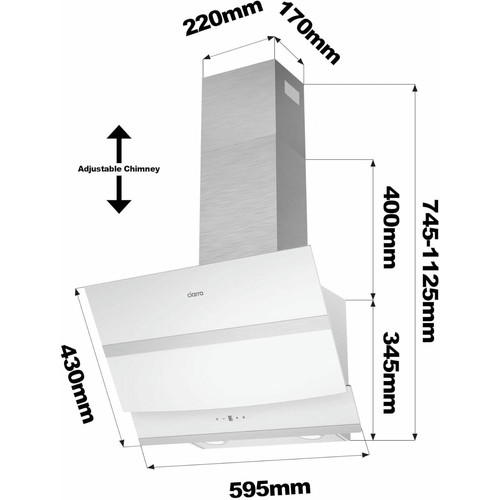 CIARRA CBCW6736N Campana Extractora Cocina 60 cm Clase A+++ 650 m³/h con Filtros - Foto 12 di 15
