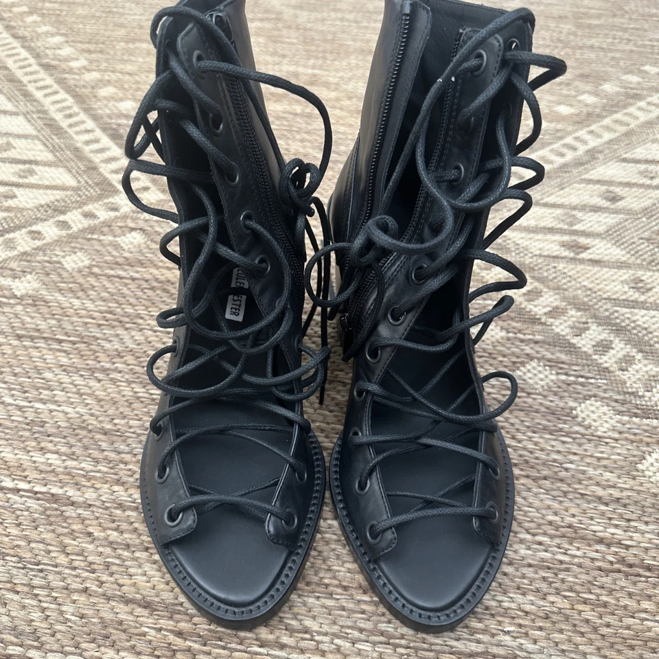 ANN DEMEULEMEESTER SANDALIA TACÓN TIRAS NEGRAS Cuero Bernadina Sandalia con cordones 39 Foto 2 de 4