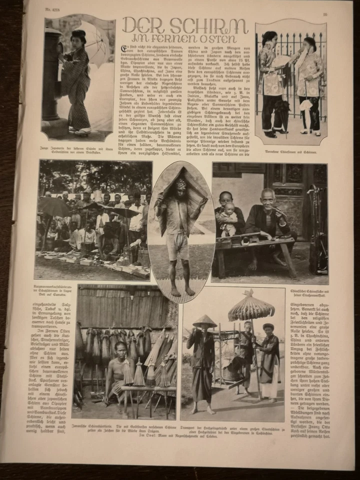 RK 1926 Zeitungsdruck 4218 Der Schirm im Ferne Osten  Sumata Java Japan Vietnam - Bild 1 von 3