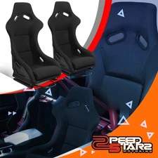 2pcs Reinforced Fiberglass Black Fabric Cover Racing Bucket Seats Universal Fit